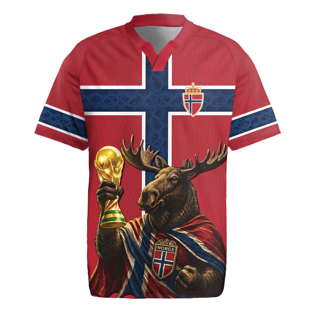 Custom World Football 2026 Norway Rugby Jersey Viking Moose Trophy Champion
