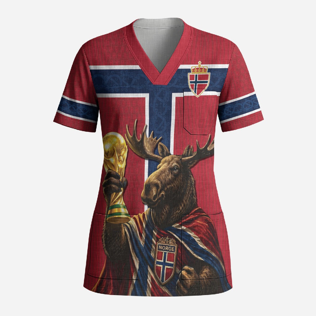 Custom World Football 2026 Norway Scrub Top Viking Moose Trophy Champion