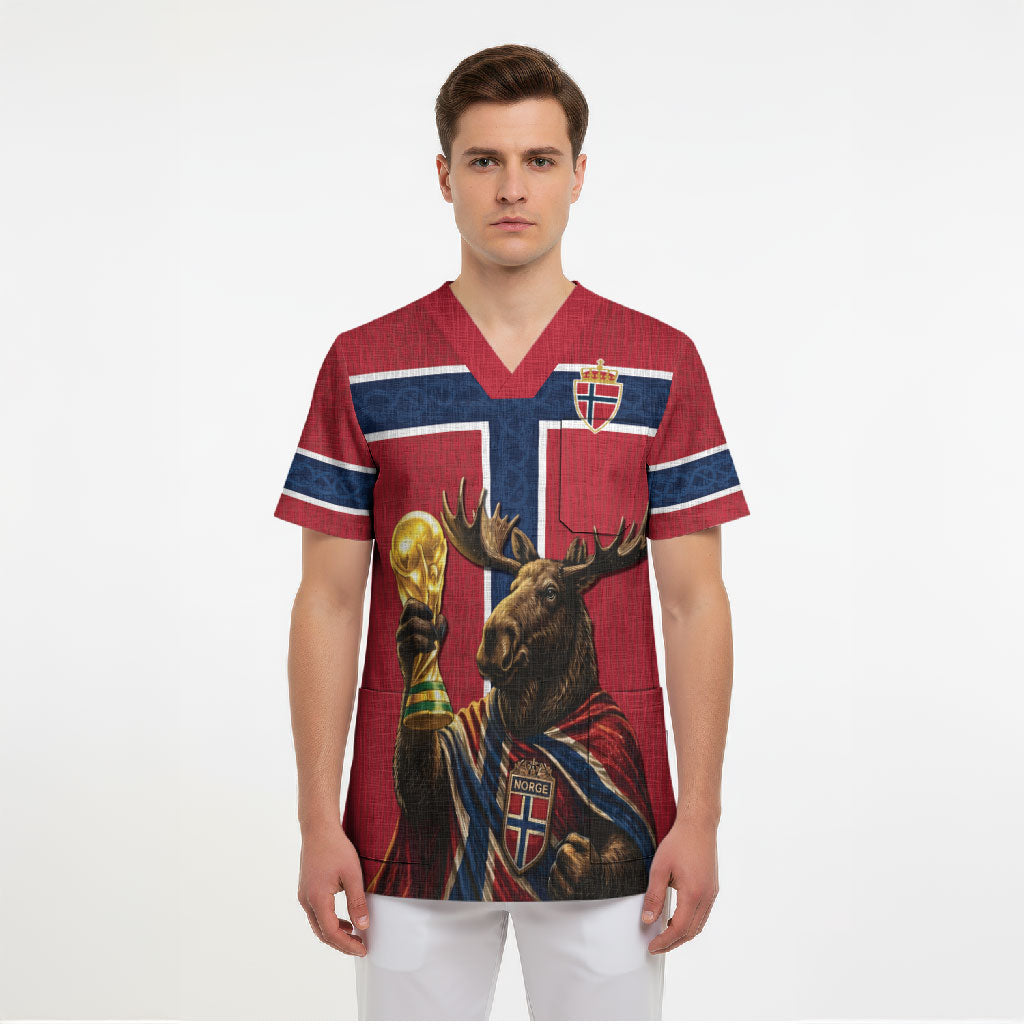 Custom World Football 2026 Norway Scrub Top Viking Moose Trophy Champion