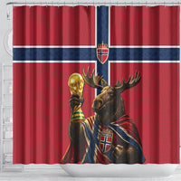 World Football 2026 Norway Shower Curtain Viking Moose Trophy Champion