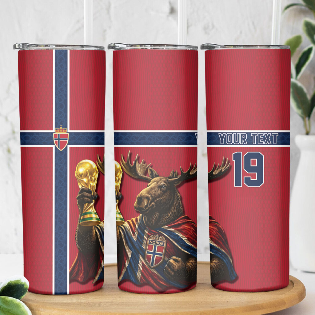 Custom World Football 2026 Norway Skinny Tumbler Viking Moose Trophy Champion