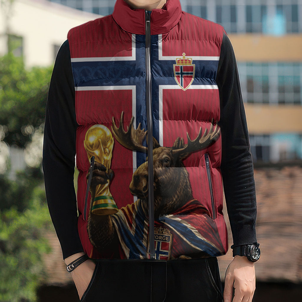 Custom World Football 2026 Norway Sleeveless Puffer Jacket Viking Moose Trophy Champion