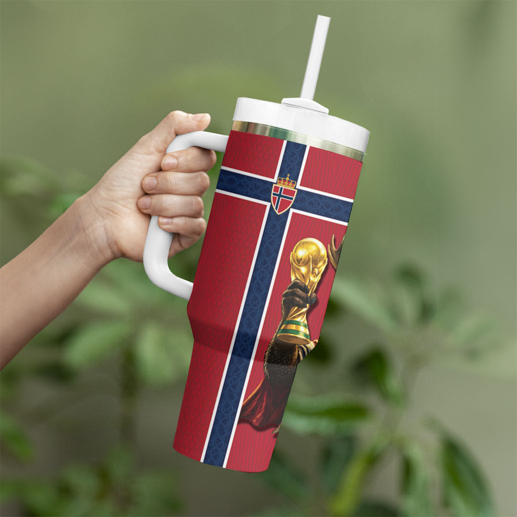 Custom World Football 2026 Norway Tumbler With Handle Viking Moose Trophy Champion