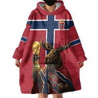 Custom World Football 2026 Norway Wearable Blanket Hoodie Viking Moose Trophy Champion