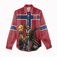 Custom World Football 2026 Norway Women Casual Shirt Viking Moose Trophy Champion