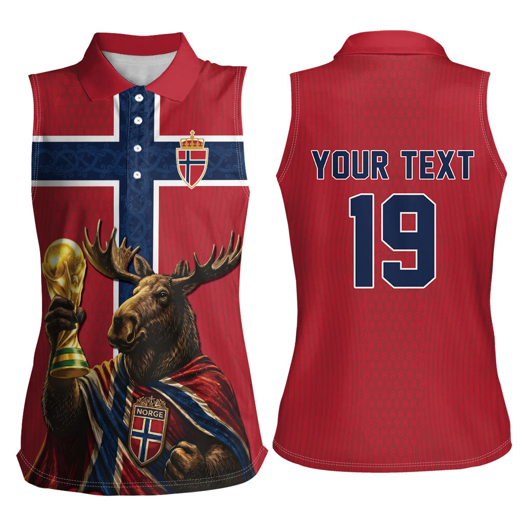 Custom World Football 2026 Norway Women Sleeveless Polo Shirt Viking Moose Trophy Champion