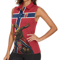 Custom World Football 2026 Norway Women Sleeveless Polo Shirt Viking Moose Trophy Champion