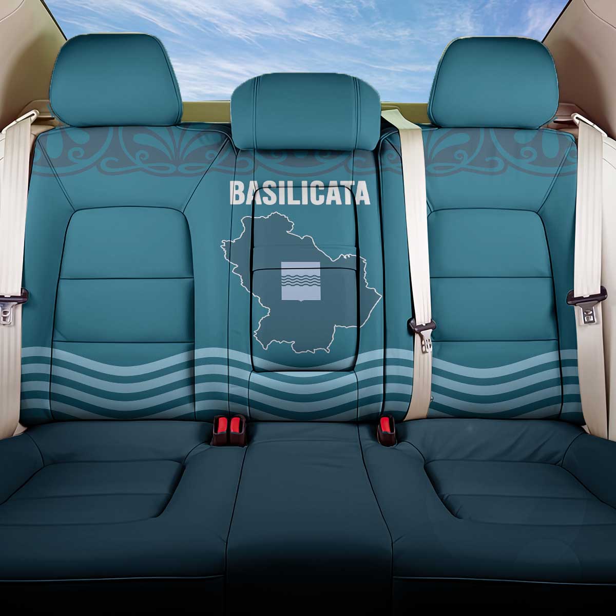 Italy Basilicata Back Car Seat Cover Map With Flag Style - Wonder Print Shop