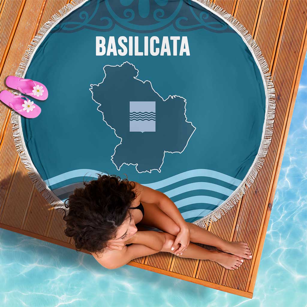 Italy Basilicata Beach Blanket Map With Flag Style - Wonder Print Shop