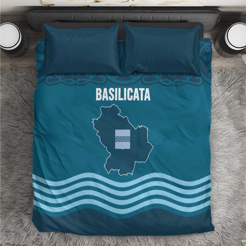 Italy Basilicata Bedding Set Map With Flag Style - Wonder Print Shop