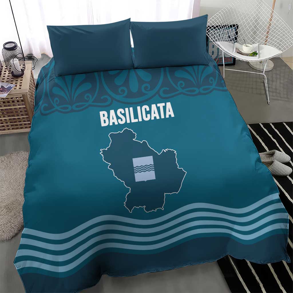 Italy Basilicata Bedding Set Map With Flag Style - Wonder Print Shop