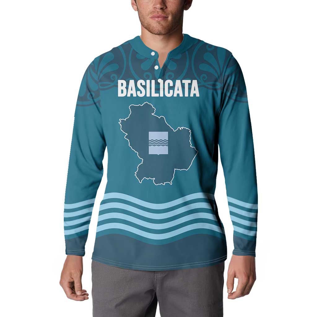 Italy Basilicata Button Sweatshirt Map With Flag Style - Wonder Print Shop