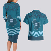 Italy Basilicata Couples Matching Long Sleeve Bodycon Dress and Hawaiian Shirt Map With Flag Style - Wonder Print Shop