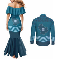 Italy Basilicata Couples Matching Mermaid Dress and Long Sleeve Button Shirt Map With Flag Style - Wonder Print Shop