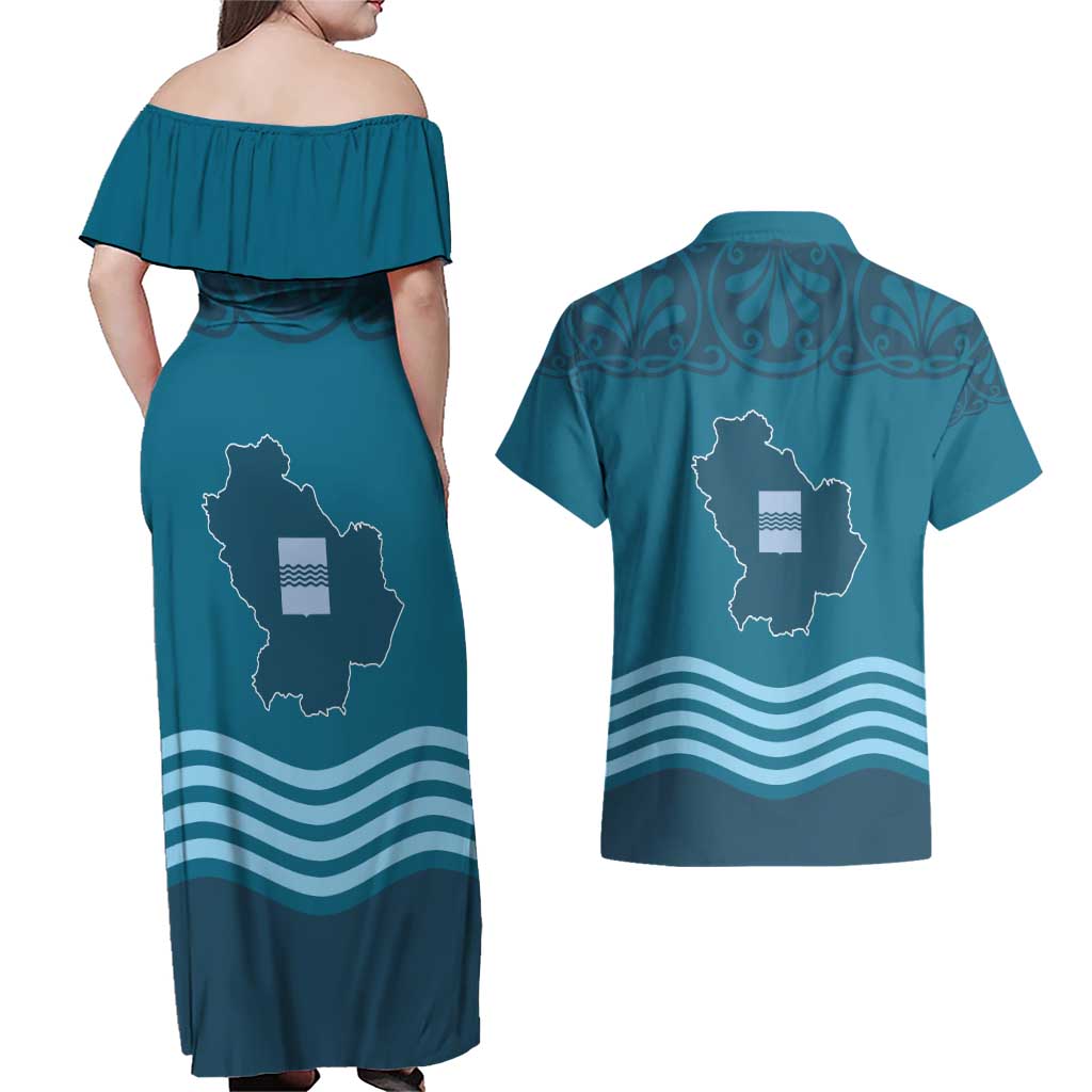 Italy Basilicata Couples Matching Off Shoulder Maxi Dress and Hawaiian Shirt Map With Flag Style - Wonder Print Shop