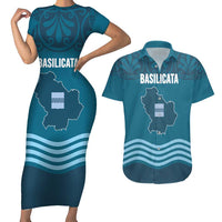 Italy Basilicata Couples Matching Short Sleeve Bodycon Dress and Hawaiian Shirt Map With Flag Style - Wonder Print Shop