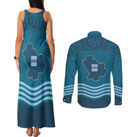 Italy Basilicata Couples Matching Tank Maxi Dress and Long Sleeve Button Shirt Map With Flag Style - Wonder Print Shop