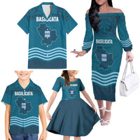 Italy Basilicata Family Matching Off The Shoulder Long Sleeve Dress and Hawaiian Shirt Map With Flag Style - Wonder Print Shop