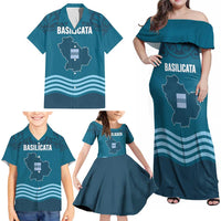 Italy Basilicata Family Matching Off Shoulder Maxi Dress and Hawaiian Shirt Map With Flag Style - Wonder Print Shop