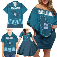 Italy Basilicata Family Matching Off Shoulder Short Dress and Hawaiian Shirt Map With Flag Style - Wonder Print Shop