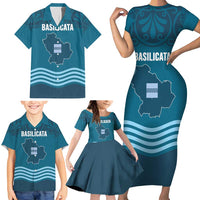 Italy Basilicata Family Matching Short Sleeve Bodycon Dress and Hawaiian Shirt Map With Flag Style - Wonder Print Shop