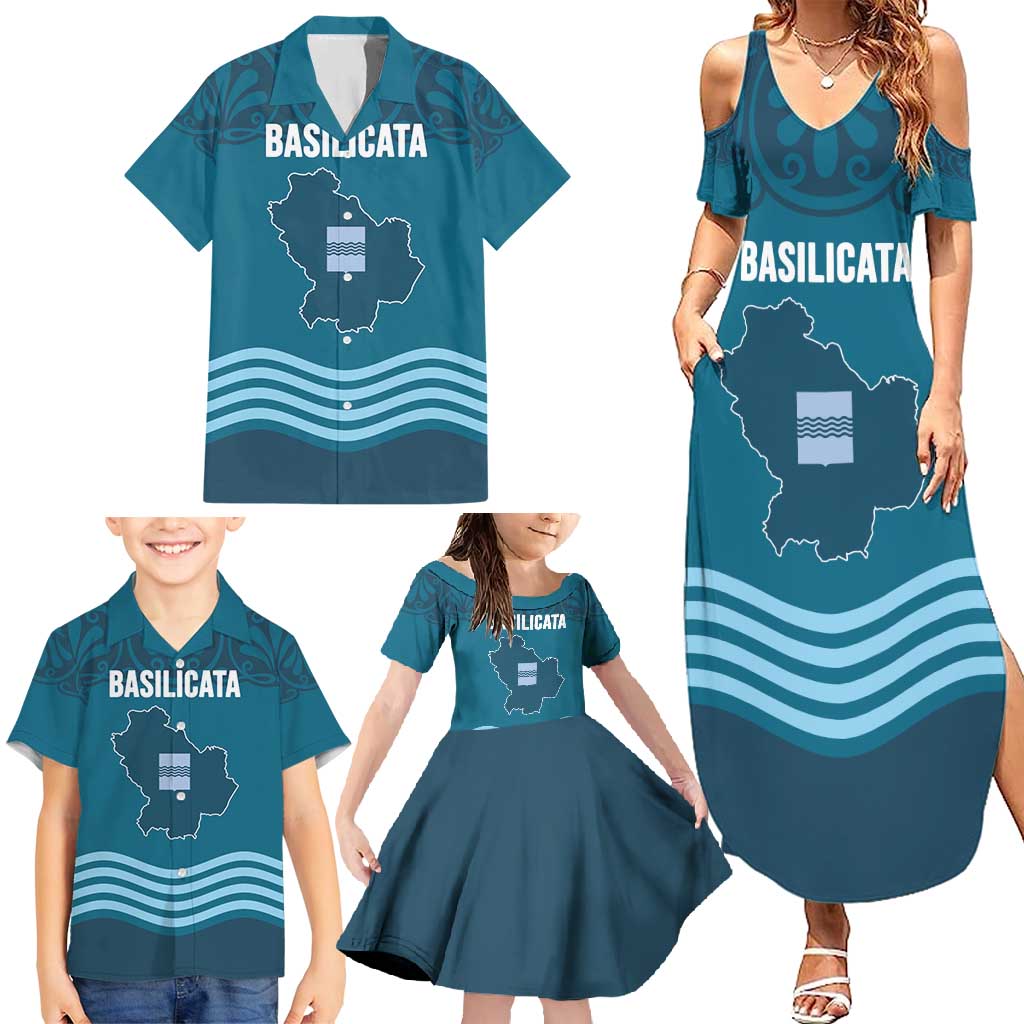 Italy Basilicata Family Matching Summer Maxi Dress and Hawaiian Shirt Map With Flag Style - Wonder Print Shop