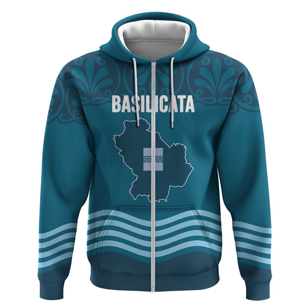 Italy Basilicata Hoodie Map With Flag Style - Wonder Print Shop