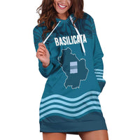 Italy Basilicata Hoodie Dress Map With Flag Style - Wonder Print Shop