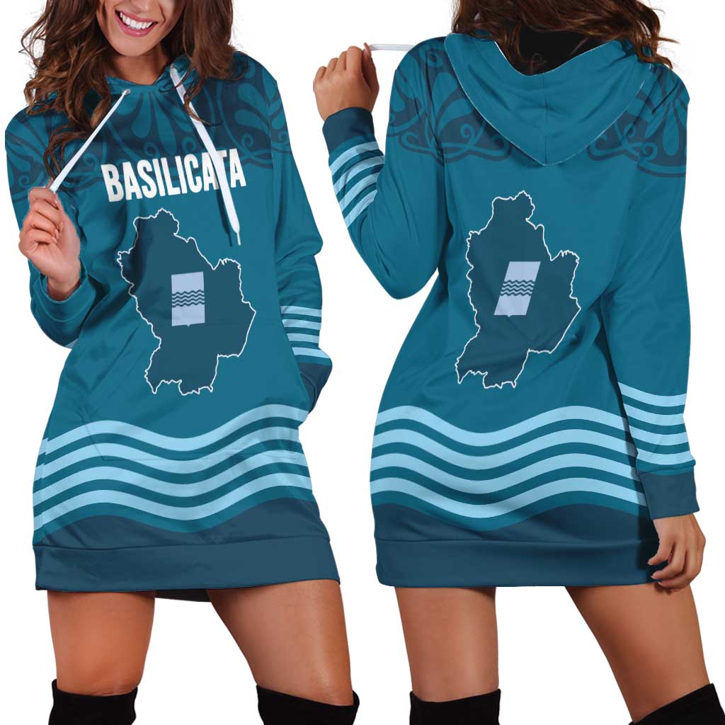 Italy Basilicata Hoodie Dress Map With Flag Style - Wonder Print Shop