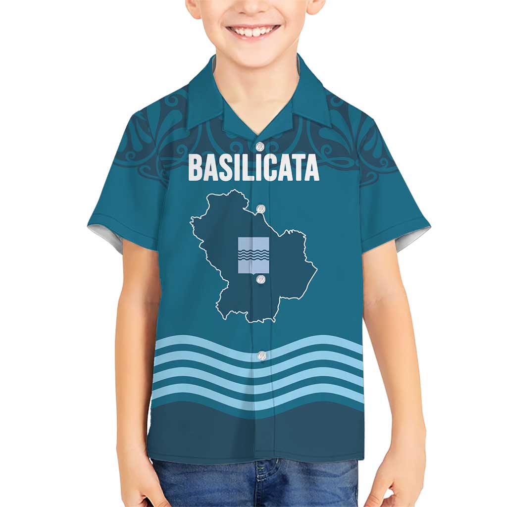 Italy Basilicata Kid Hawaiian Shirt Map With Flag Style - Wonder Print Shop