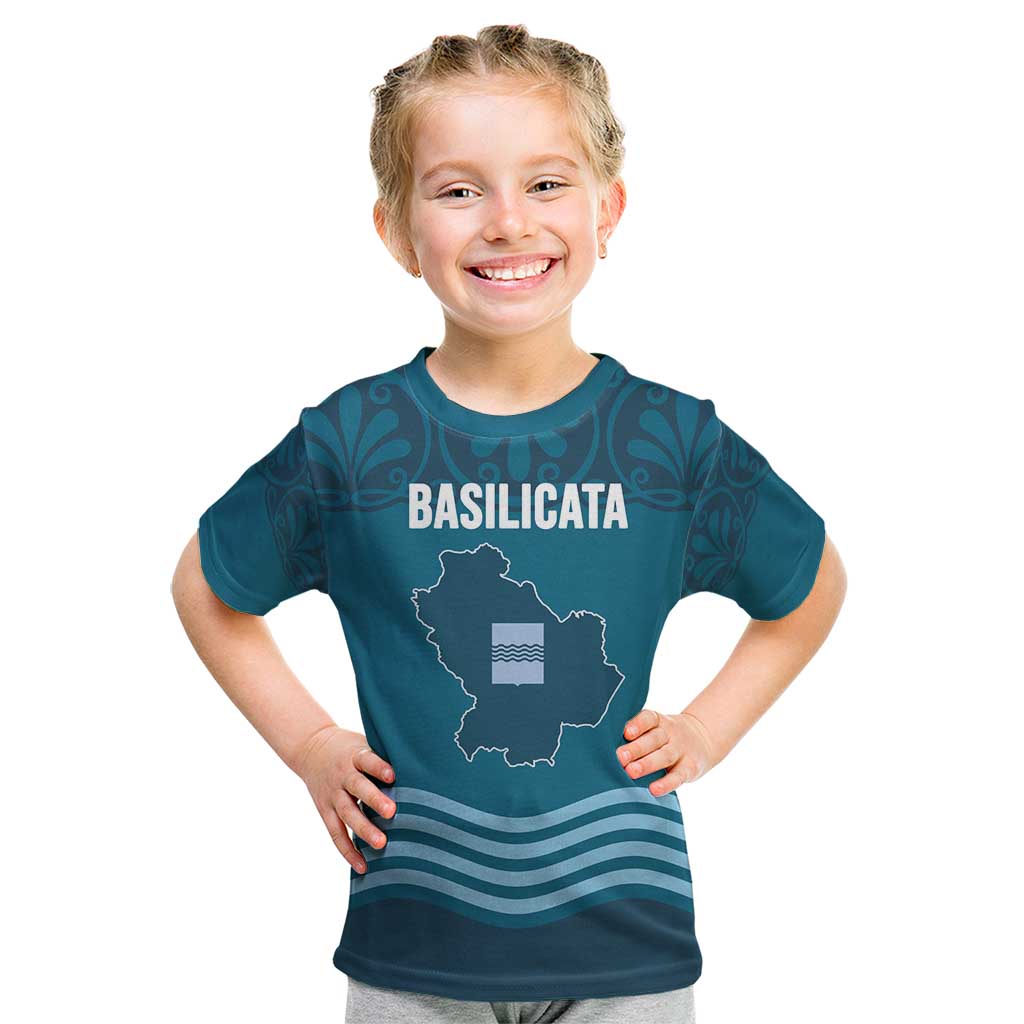 Italy Basilicata Kid T Shirt Map With Flag Style - Wonder Print Shop