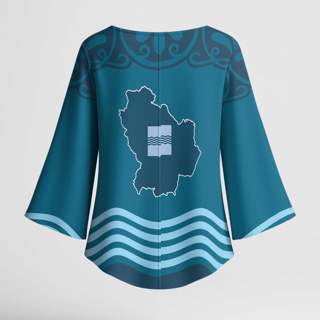 Italy Basilicata Kimono Sleeve Blouse Map With Flag Style - Wonder Print Shop
