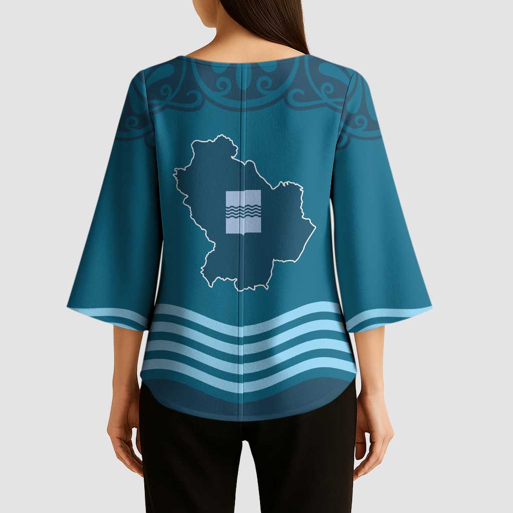 Italy Basilicata Kimono Sleeve Blouse Map With Flag Style - Wonder Print Shop