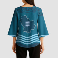 Italy Basilicata Kimono Sleeve Blouse Map With Flag Style - Wonder Print Shop