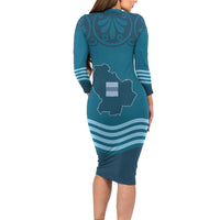Italy Basilicata Long Sleeve Bodycon Dress Map With Flag Style - Wonder Print Shop