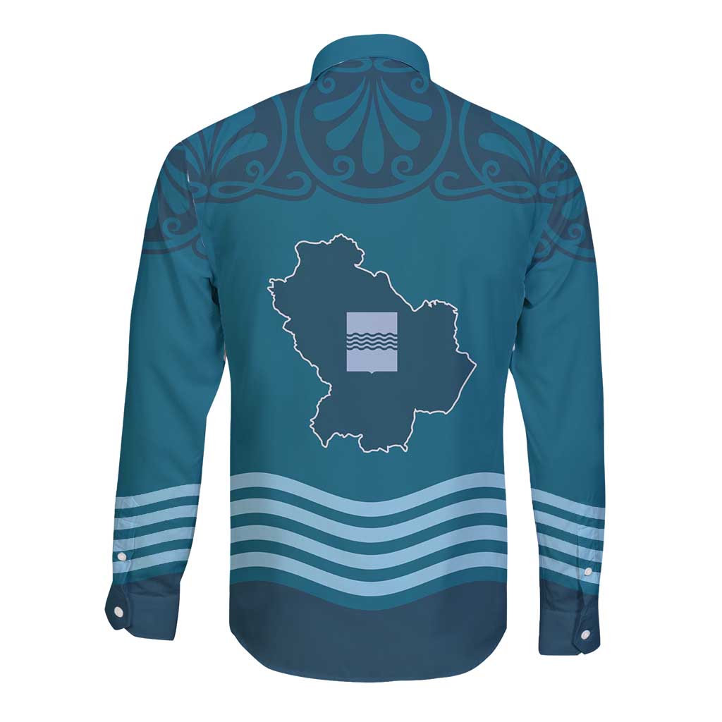 Italy Basilicata Long Sleeve Button Shirt Map With Flag Style - Wonder Print Shop