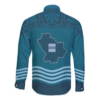 Italy Basilicata Long Sleeve Button Shirt Map With Flag Style - Wonder Print Shop