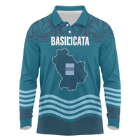 Italy Basilicata Long Sleeve Polo Shirt Map With Flag Style - Wonder Print Shop