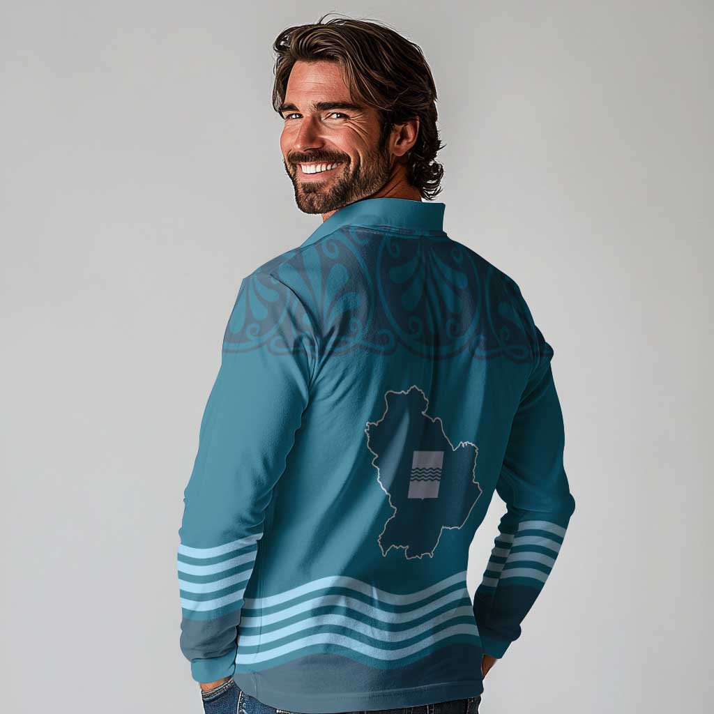 Italy Basilicata Long Sleeve Polo Shirt Map With Flag Style - Wonder Print Shop