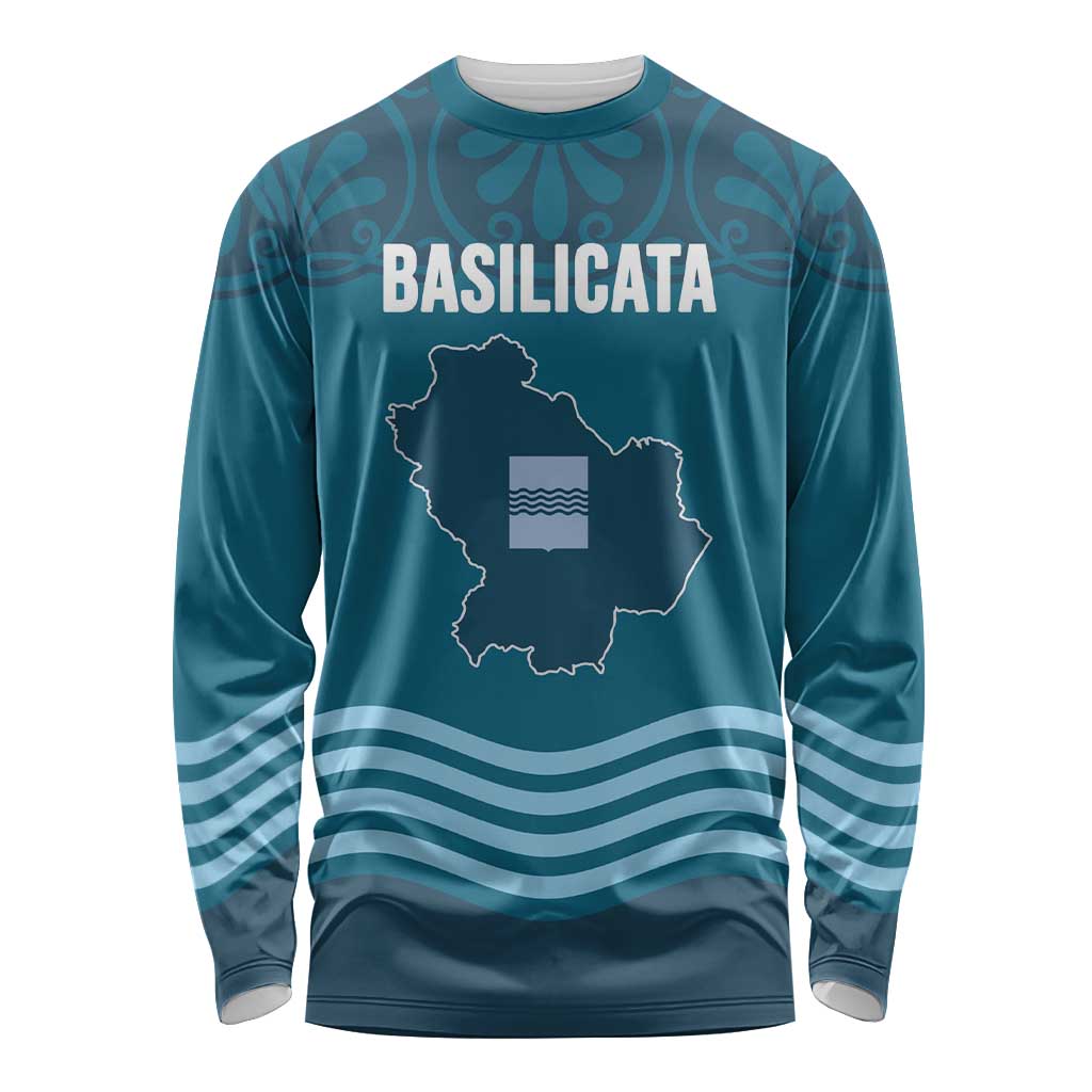 Italy Basilicata Long Sleeve Shirt Map With Flag Style - Wonder Print Shop