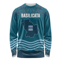 Italy Basilicata Long Sleeve Shirt Map With Flag Style - Wonder Print Shop
