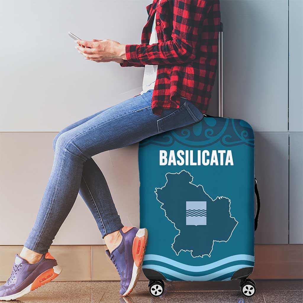 Italy Basilicata Luggage Cover Map With Flag Style - Wonder Print Shop