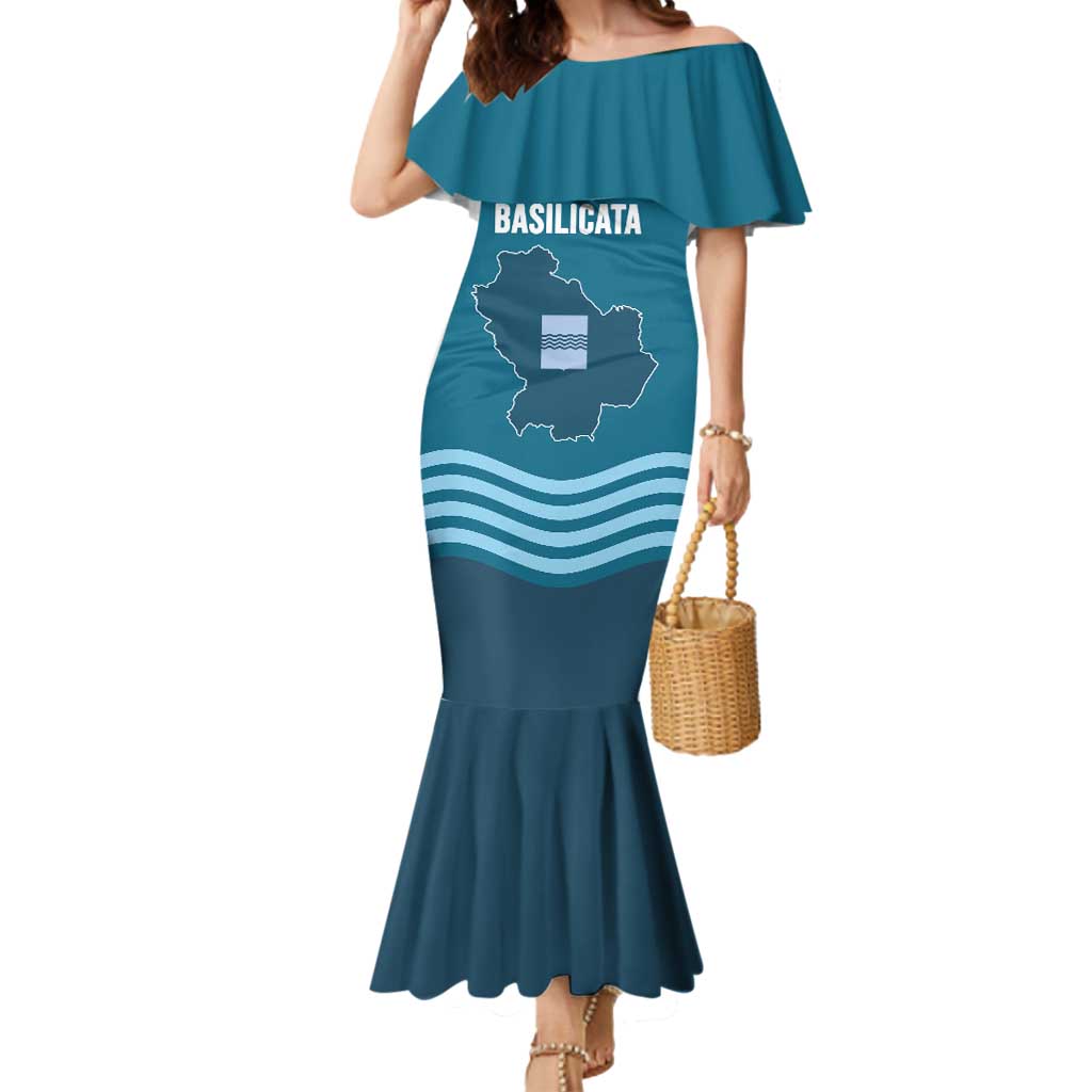 Italy Basilicata Mermaid Dress Map With Flag Style - Wonder Print Shop