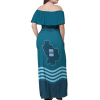 Italy Basilicata Off Shoulder Maxi Dress Map With Flag Style - Wonder Print Shop
