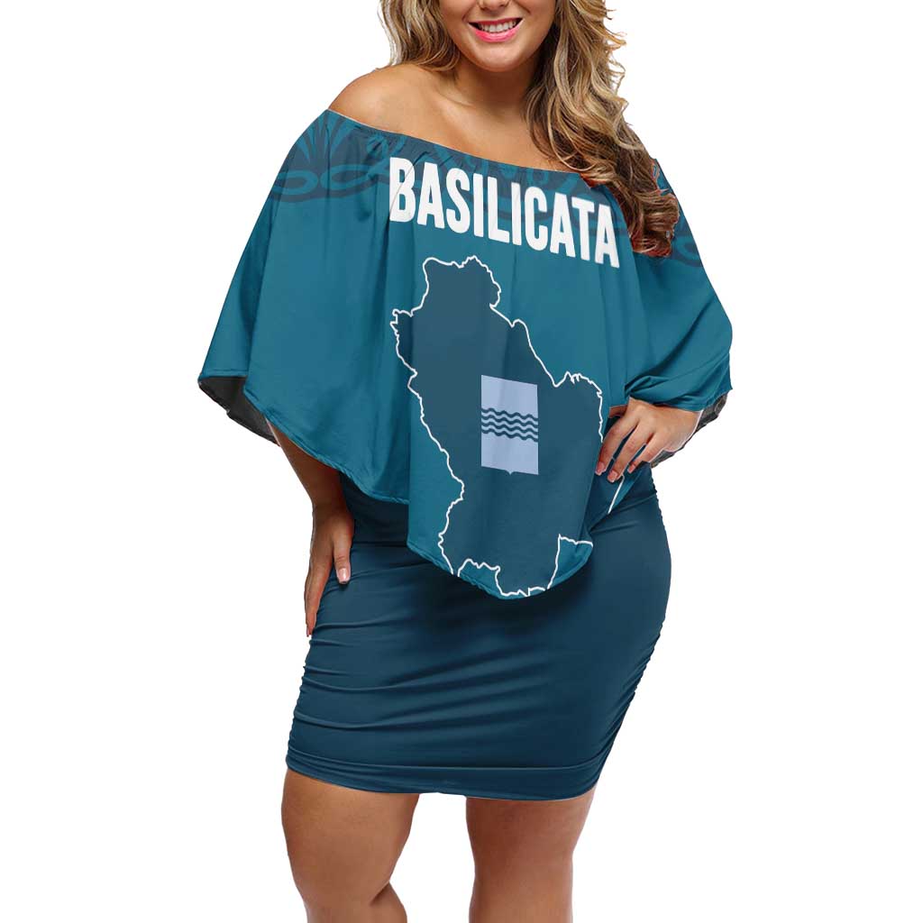Italy Basilicata Off Shoulder Short Dress Map With Flag Style - Wonder Print Shop