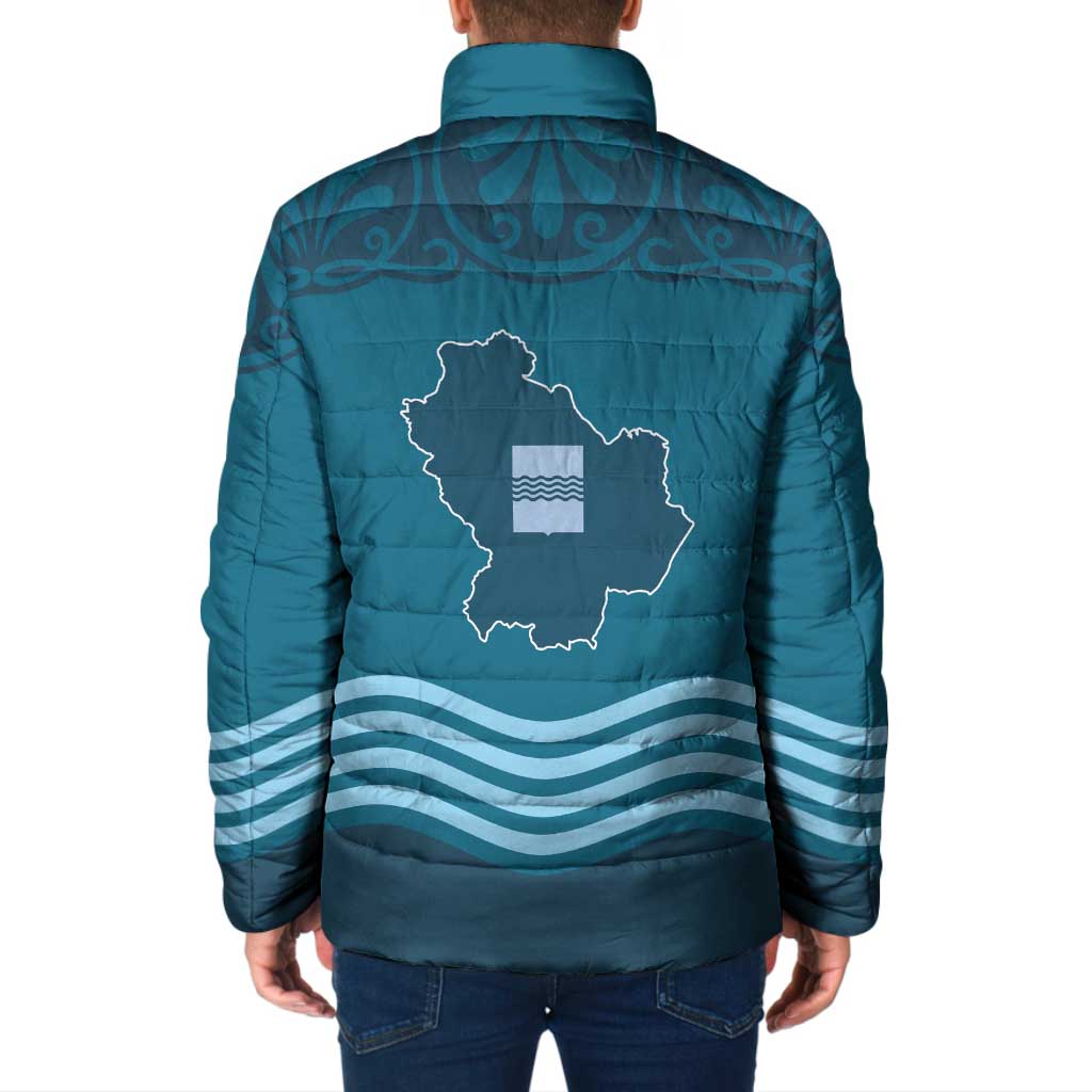 Italy Basilicata Padded Jacket Map With Flag Style - Wonder Print Shop