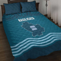Italy Basilicata Quilt Bed Set Map With Flag Style - Wonder Print Shop