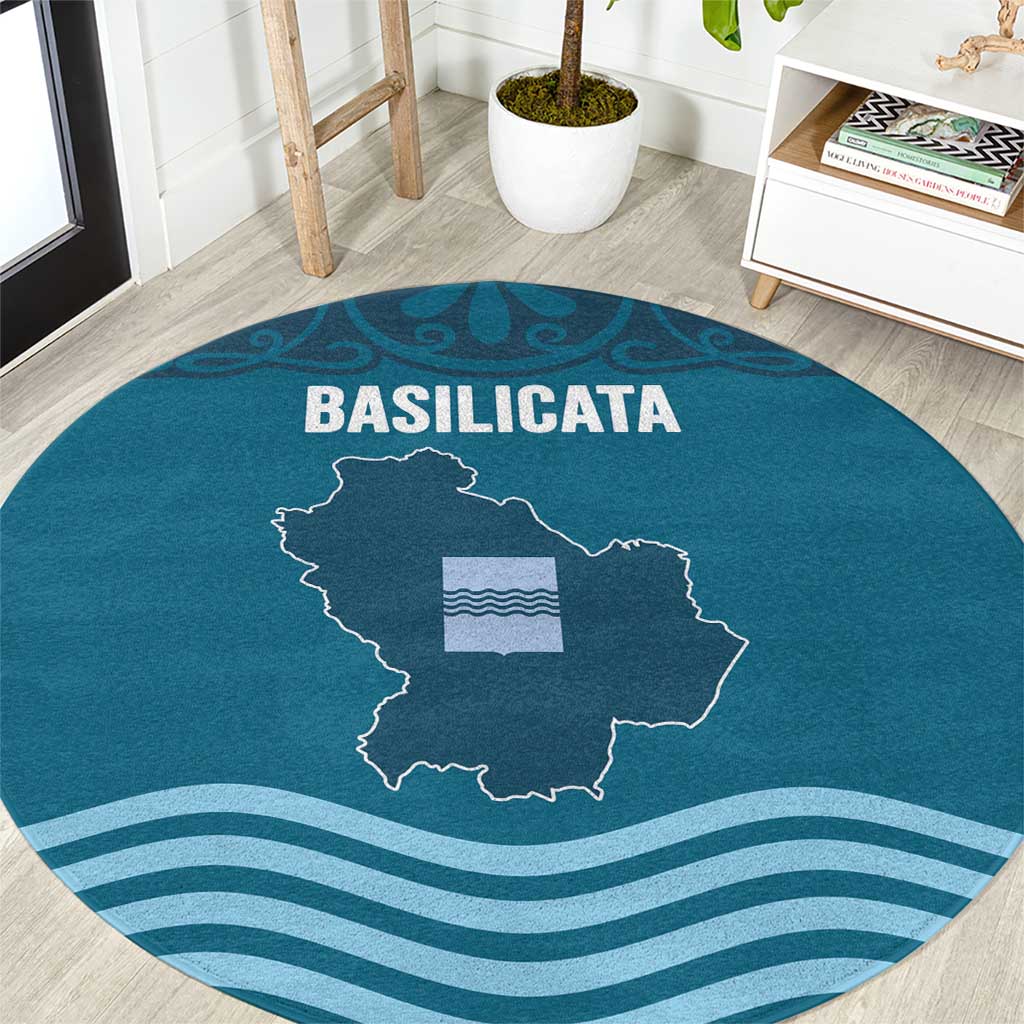 Italy Basilicata Round Carpet Map With Flag Style - Wonder Print Shop