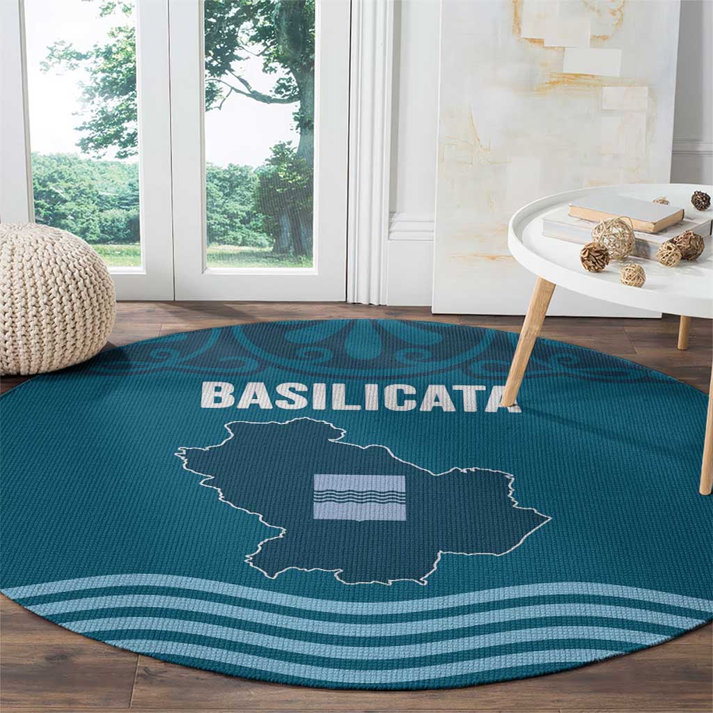 Italy Basilicata Round Carpet Map With Flag Style - Wonder Print Shop