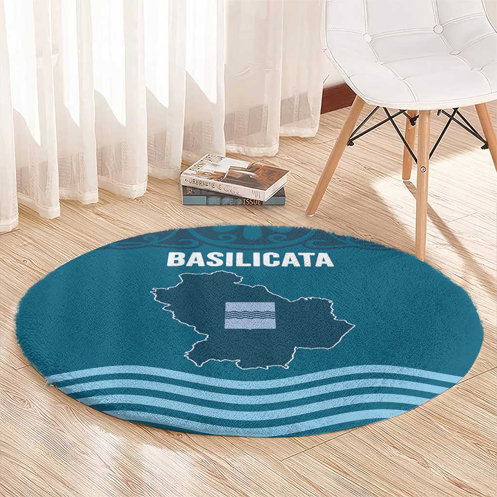 Italy Basilicata Round Carpet Map With Flag Style - Wonder Print Shop